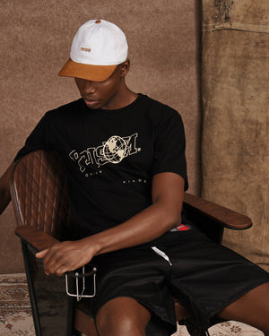 Oversized Graphic T Shirt Prison Globe Logo  Black