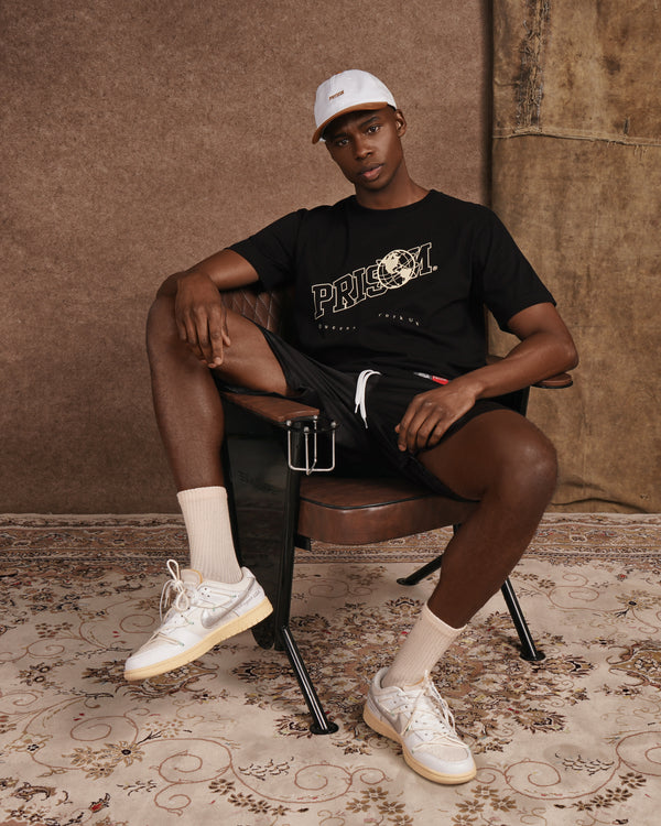 Oversized Graphic T Shirt Prison Globe Logo  Black