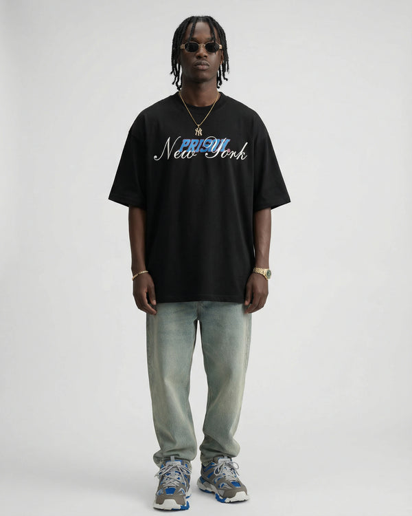 Heavyweight Oversized T Shirt NY Black