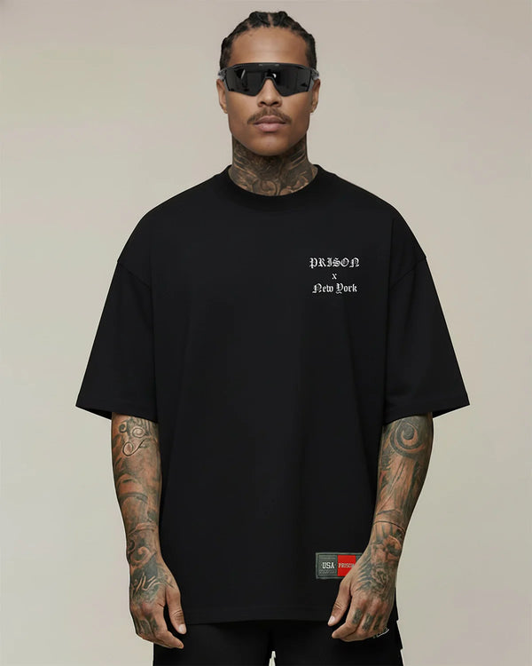 Black gothic metal oversized t-shirt