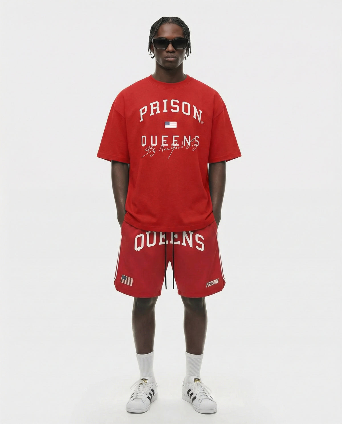 Oversized queens nyc tshirt red