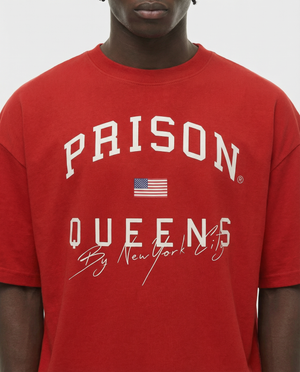 Oversized queens nyc tshirt red