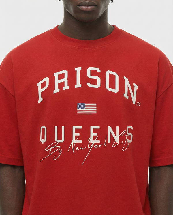 Oversized queens nyc tshirt red
