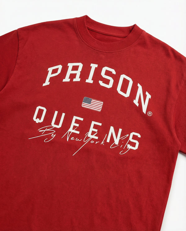 Oversized queens nyc tshirt red