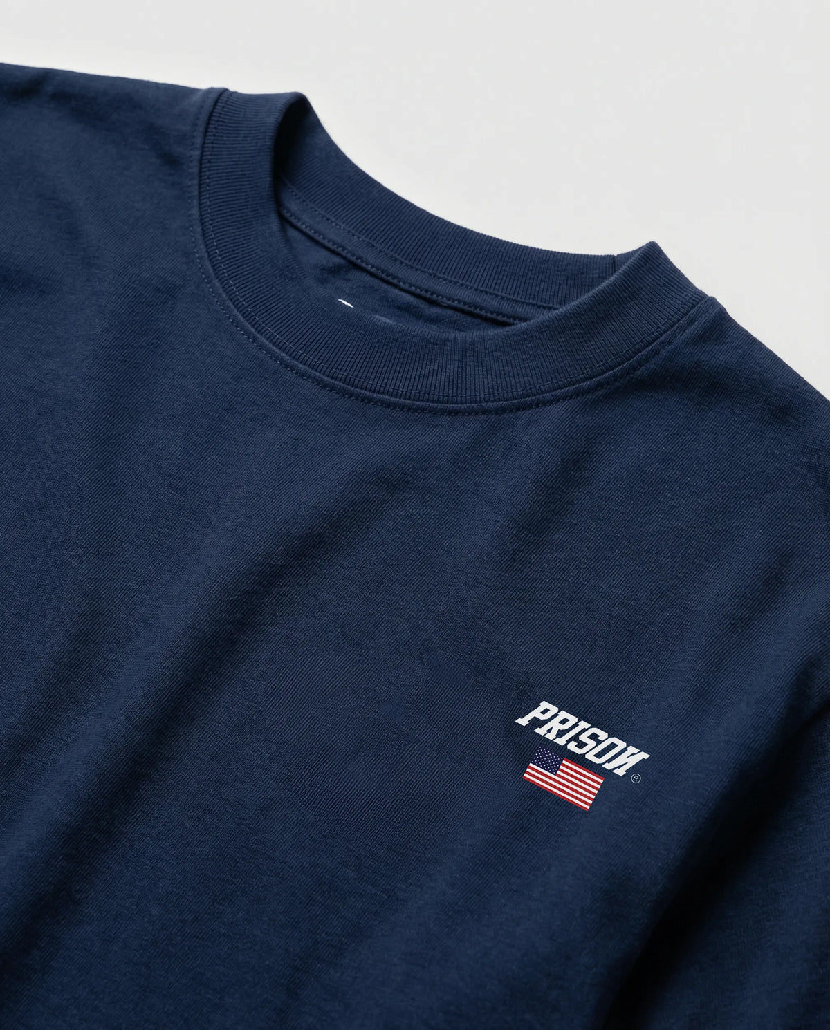 T Shirt Essentials Prison USA Flag Logo Navy
