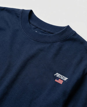 T Shirt Essentials Prison USA Flag Logo Navy