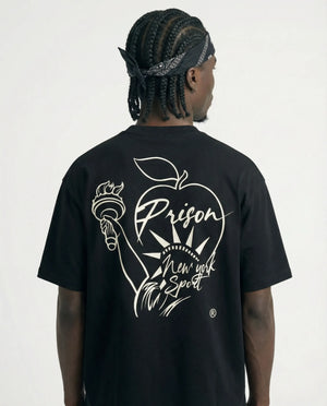 Oversized Graphic T Shirt Statue of Liberty Black