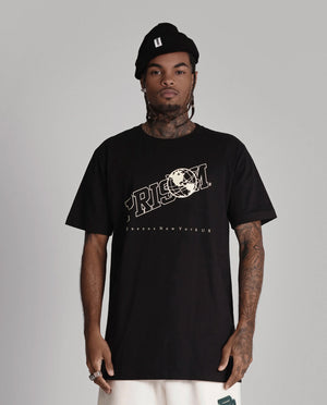 Oversized Graphic T Shirt Prison Globe Logo  Black