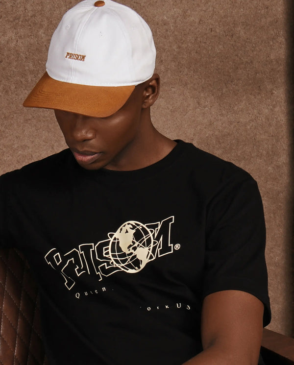 Oversized Graphic T Shirt Prison Globe Logo  Black