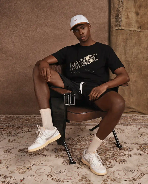 Oversized Graphic T Shirt Prison Globe Logo  Black