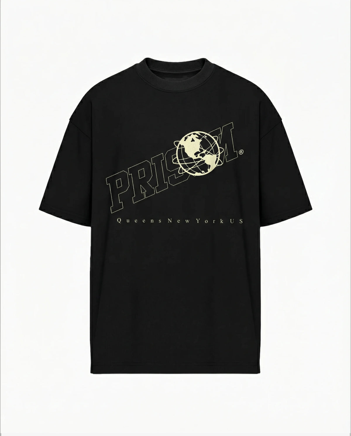 Oversized Graphic T Shirt Prison Globe Logo  Black