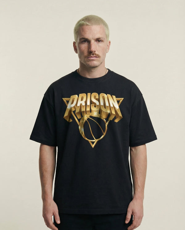 Gold Basketball Graphic Tee Black
