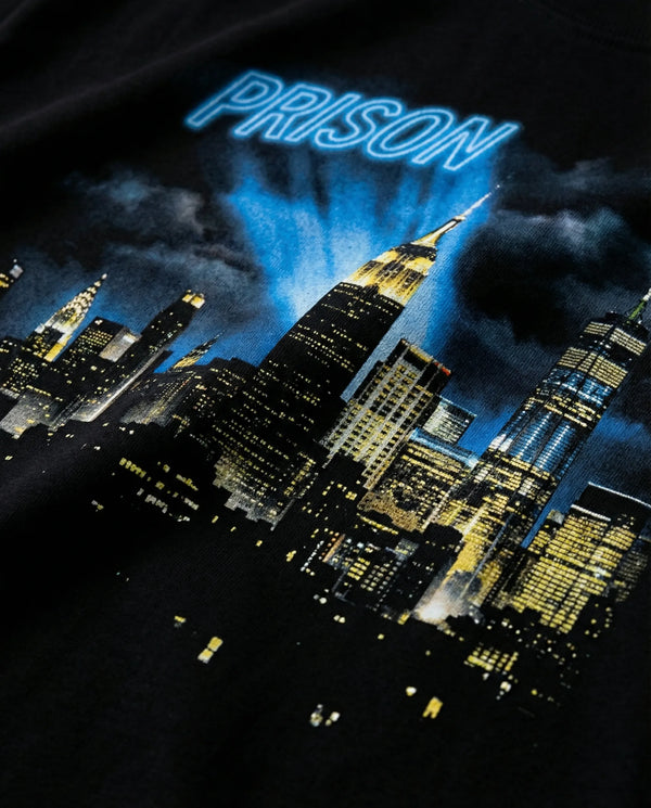 Oversized Graphic T Shirt NYC Skyline Night - Black