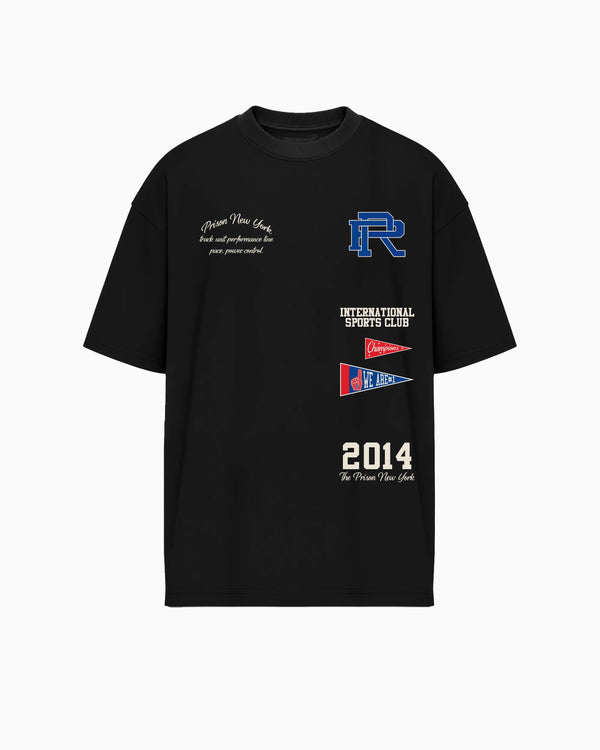 Oversized Graphic T Shirt International Sports Club Black