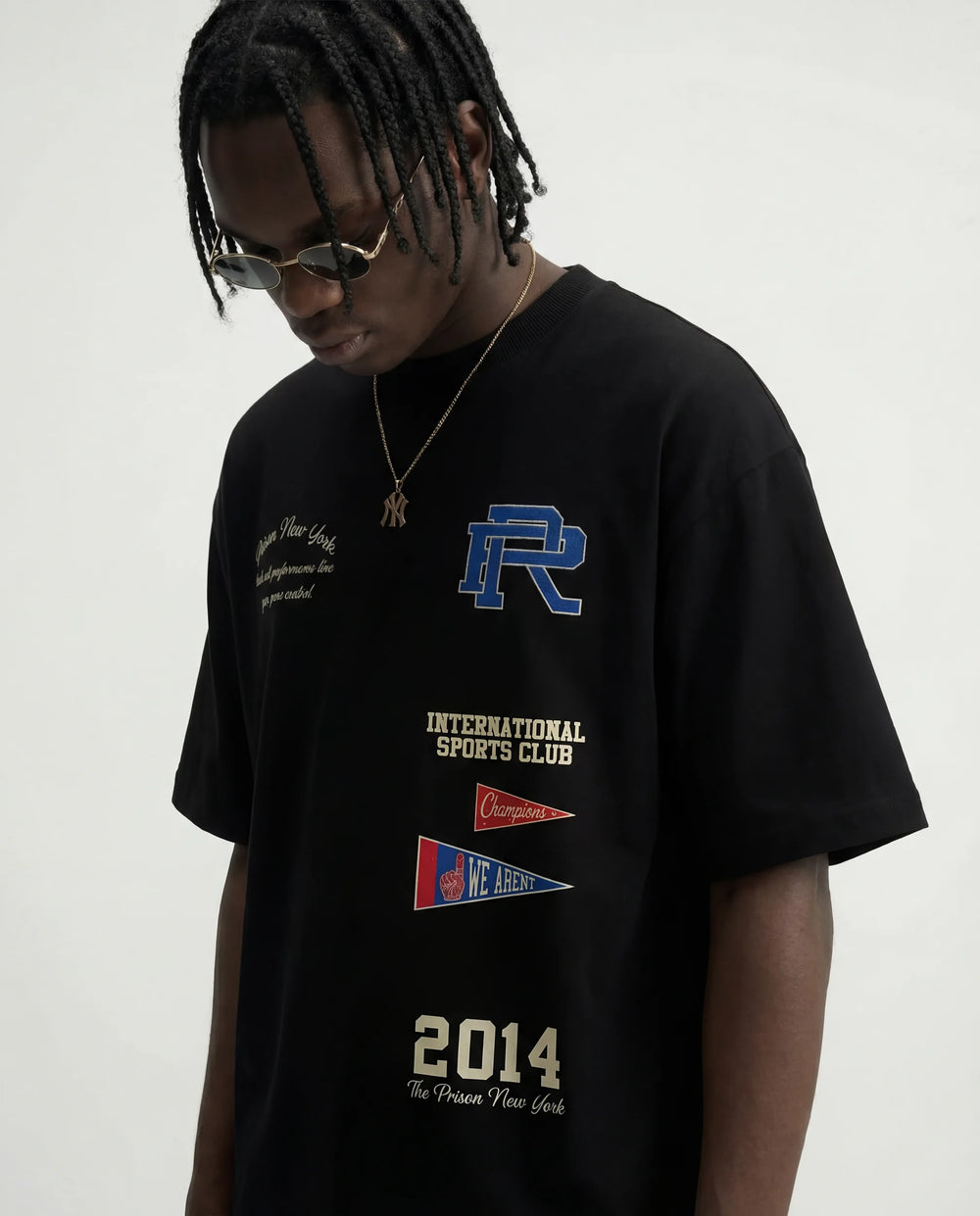 Oversized Graphic T Shirt International Sports Club Black