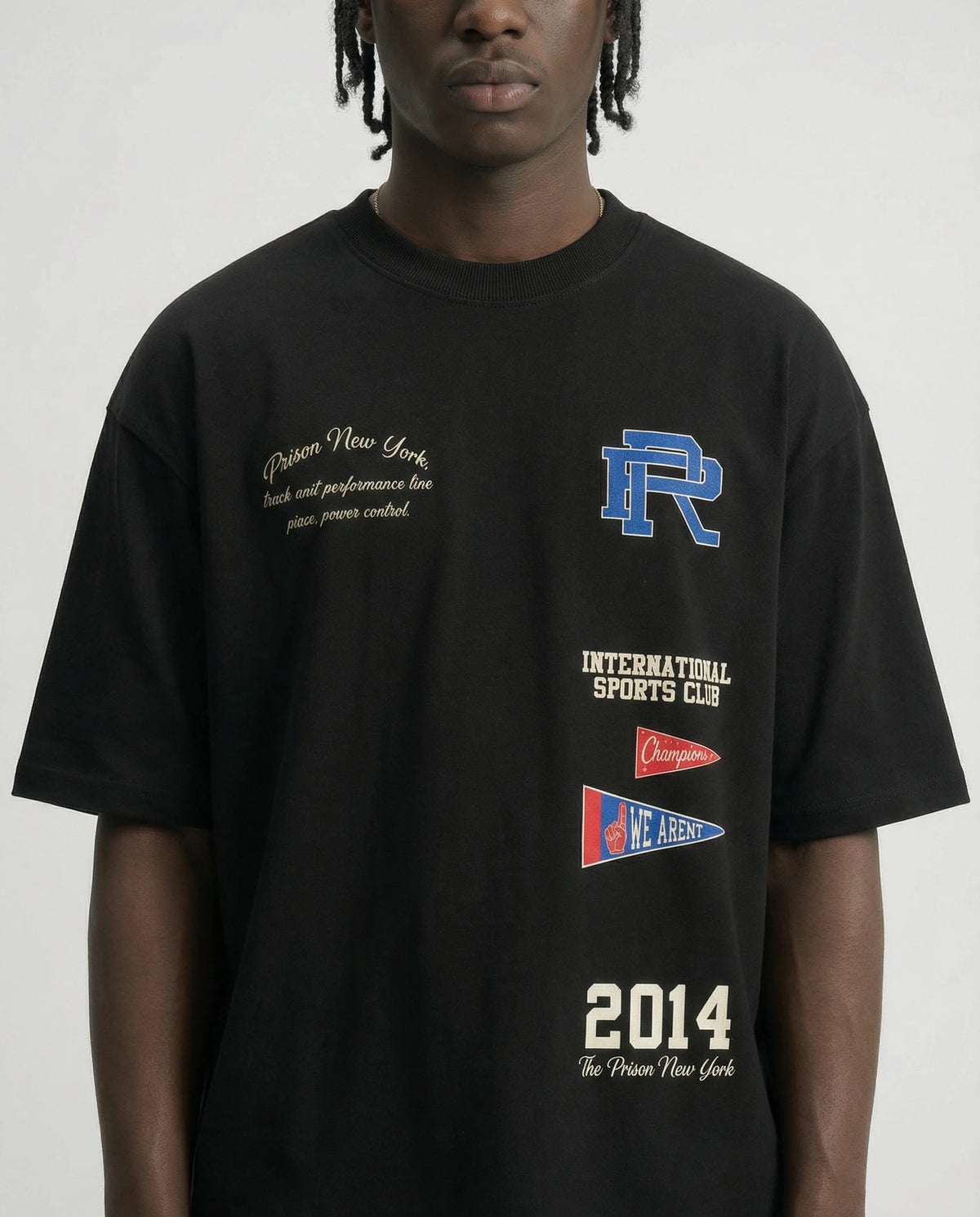Oversized Graphic T Shirt International Sports Club Black