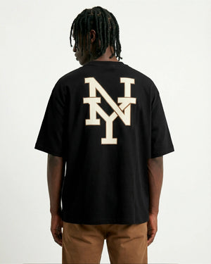 Oversized Graphic Tee New York Varsity NY Black