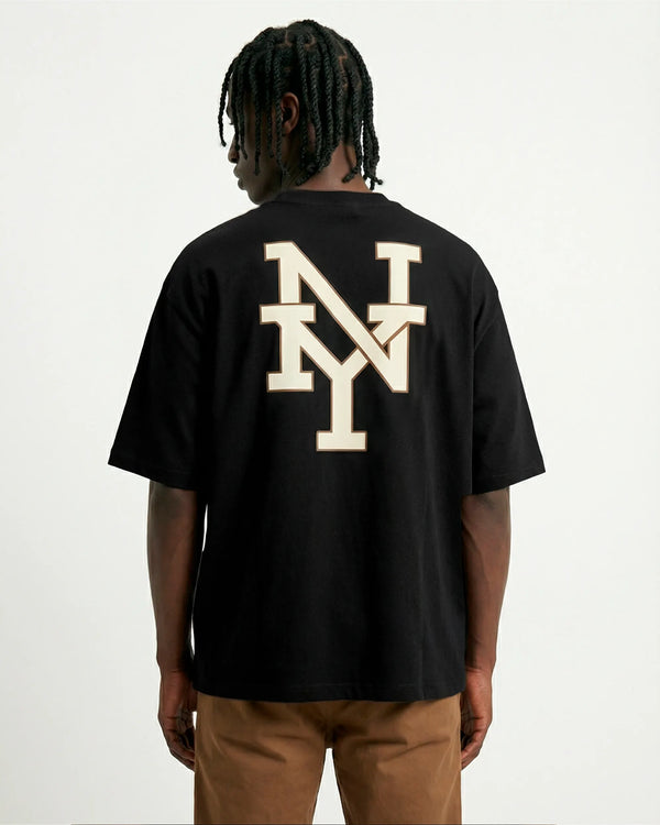 Oversized Graphic Tee New York Varsity NY Black