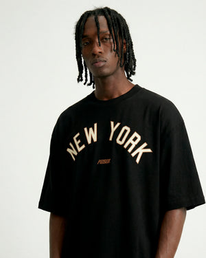 Oversized Graphic Tee New York Varsity NY Black