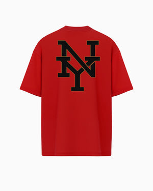 Oversized T Shirt New York Jersey Graphic Red
