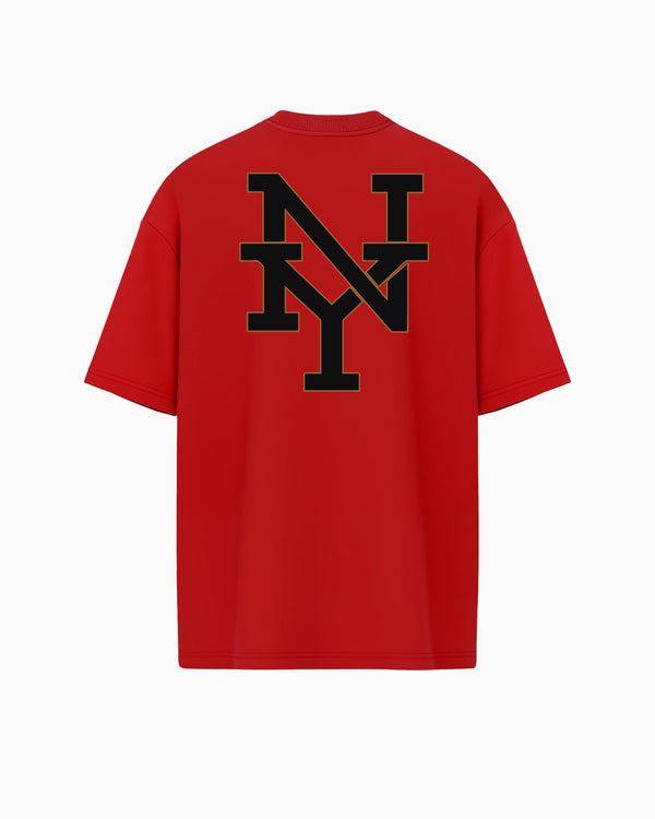 Oversized T Shirt New York Jersey Graphic Red