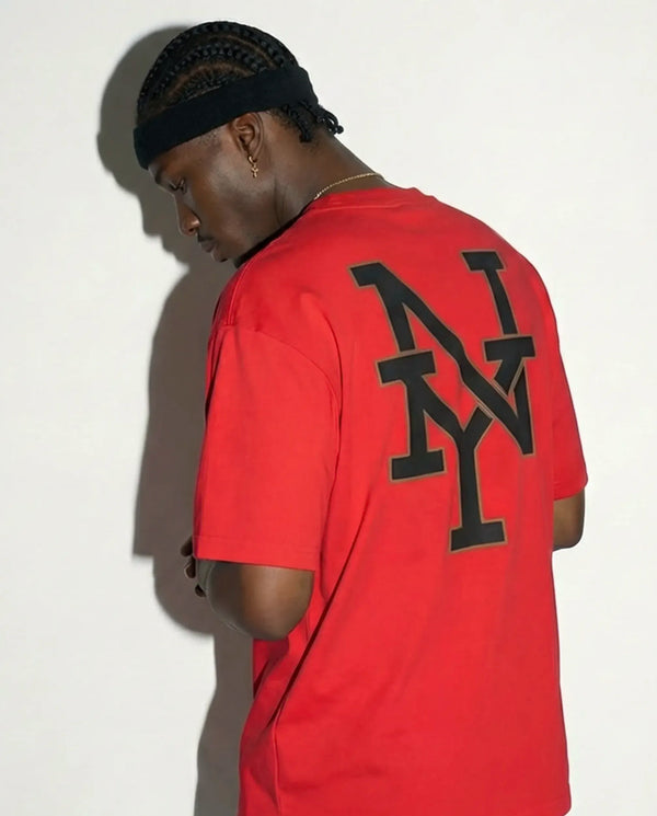 Oversized T Shirt New York Jersey Graphic Red