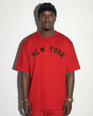 Oversized T Shirt New York Jersey Graphic Red