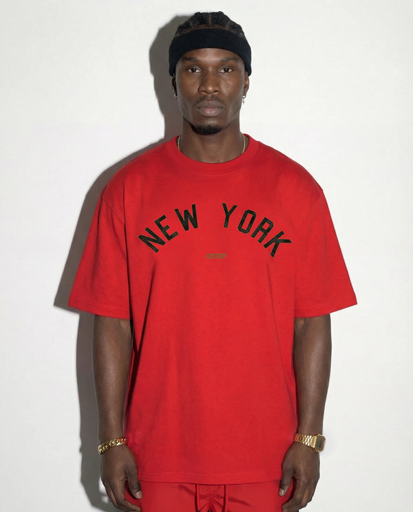 Oversized T Shirt New York Jersey Graphic Red