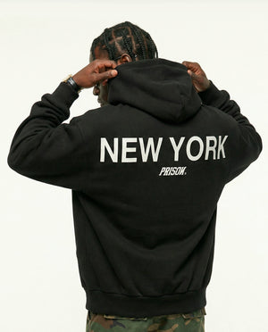 Zip Up Hoodie | NY Back Print Black