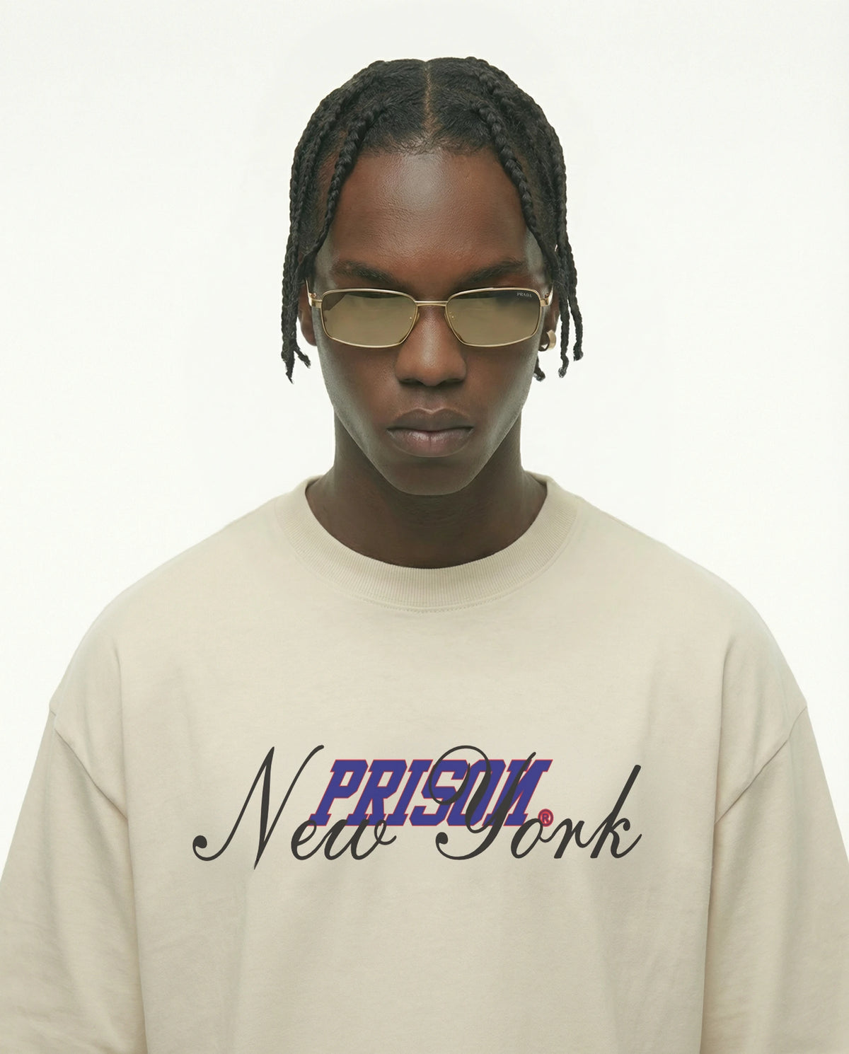 Oversized Graphic T Shirt Prison New York Script
