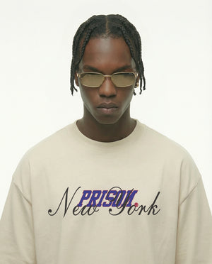 Oversized Graphic T Shirt Prison New York Script