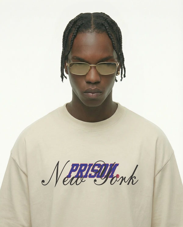 Oversized Graphic T Shirt Prison New York Script