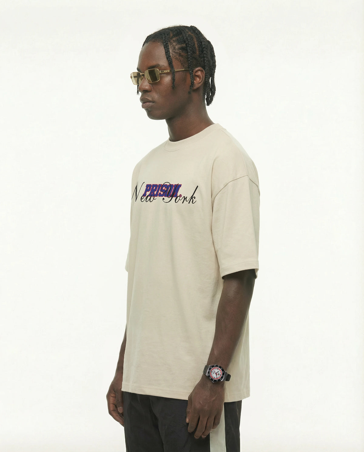 Oversized Graphic T Shirt Prison New York Script