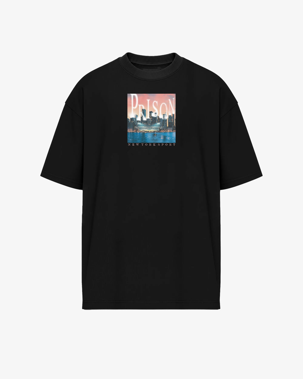 Oversized Graphic Tee | NYC Skyline Frame Black