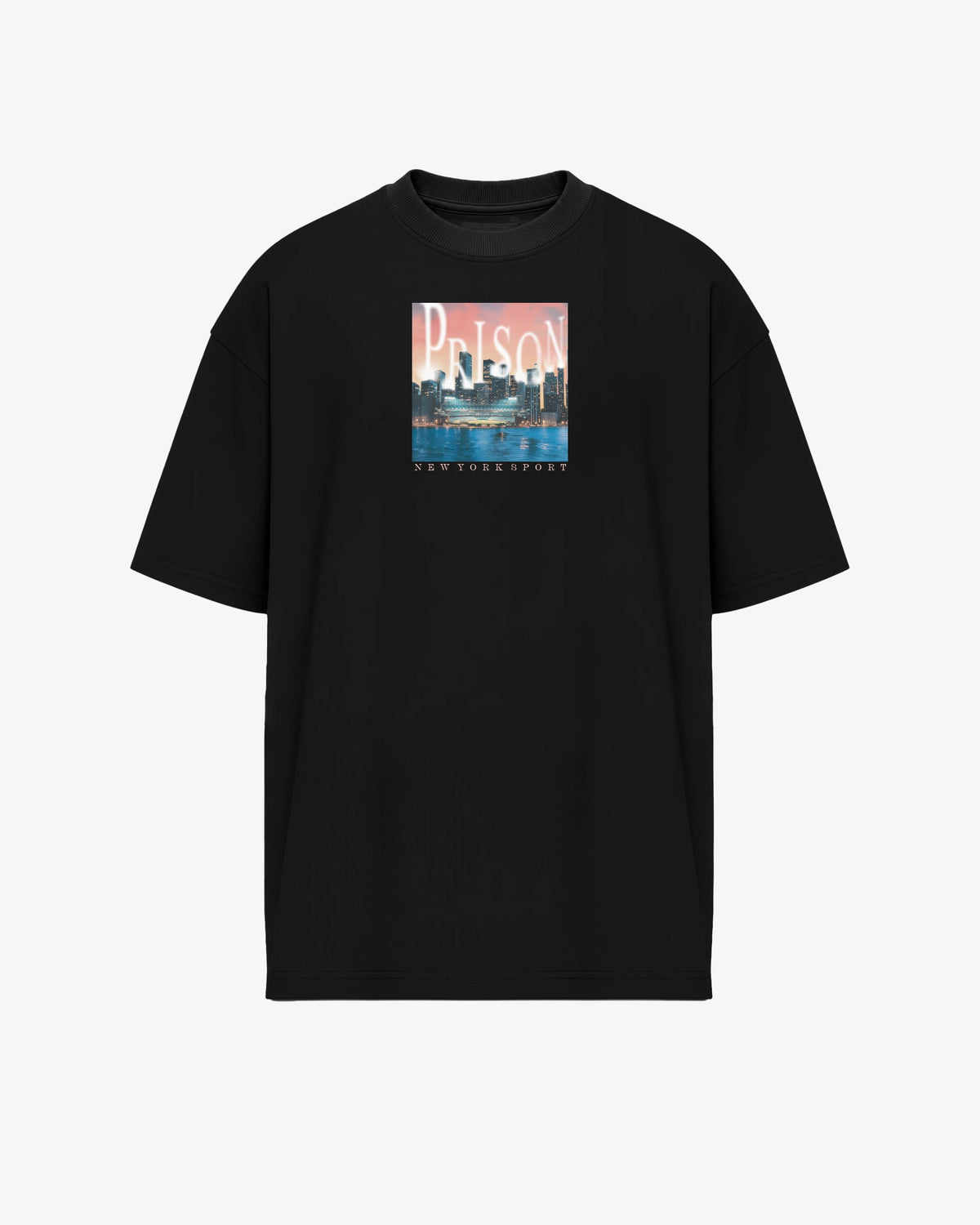 Oversized Graphic Tee | NYC Skyline Frame Black