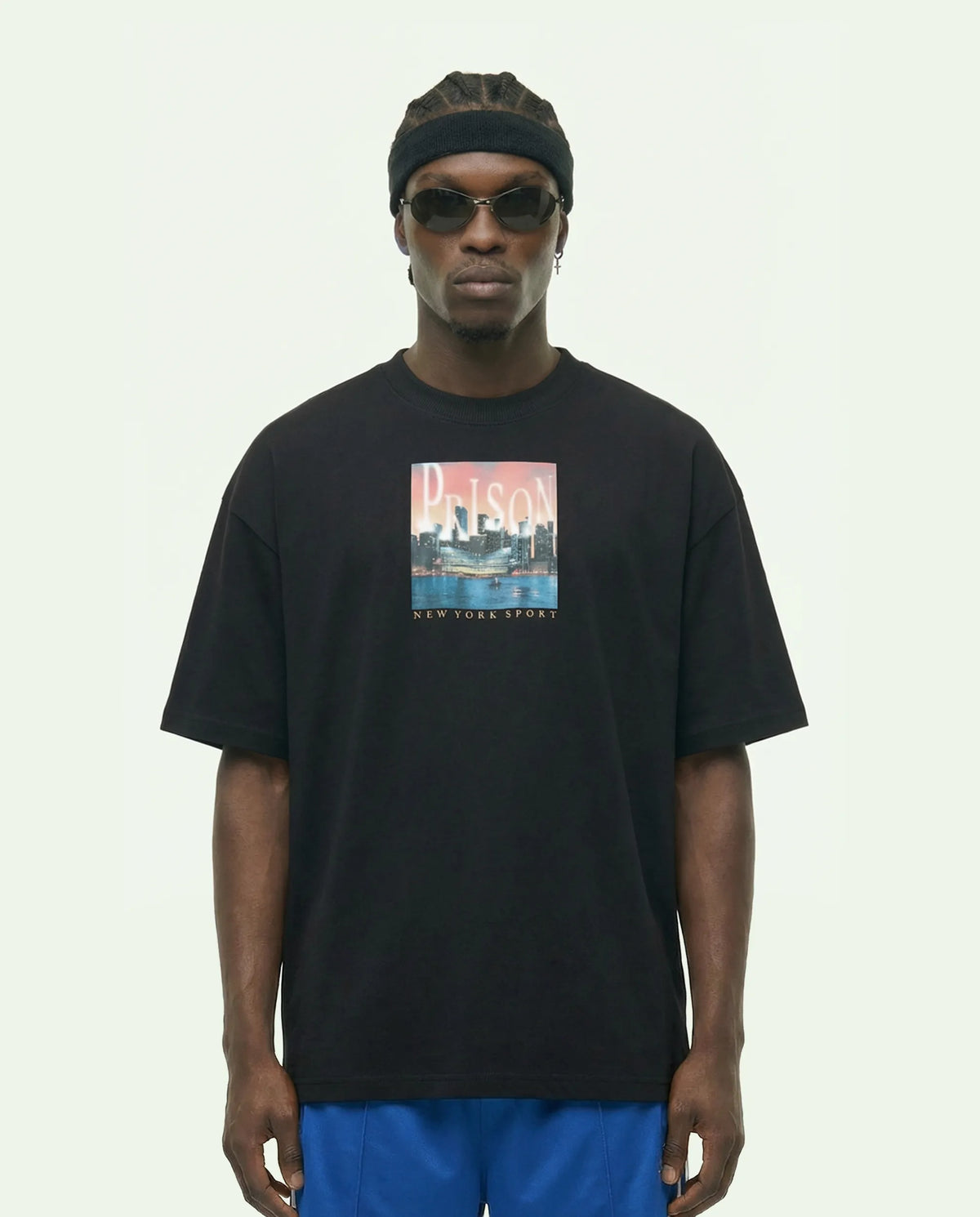 Oversized Graphic Tee | NYC Skyline Frame Black