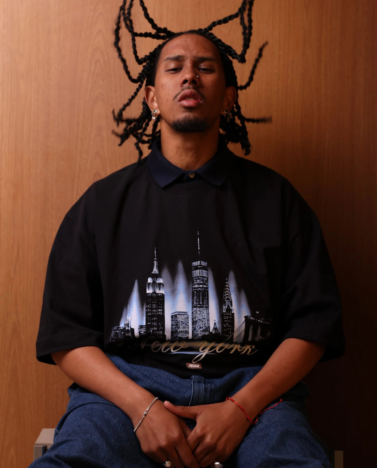 Oversized T Shirt New York Skyline Black