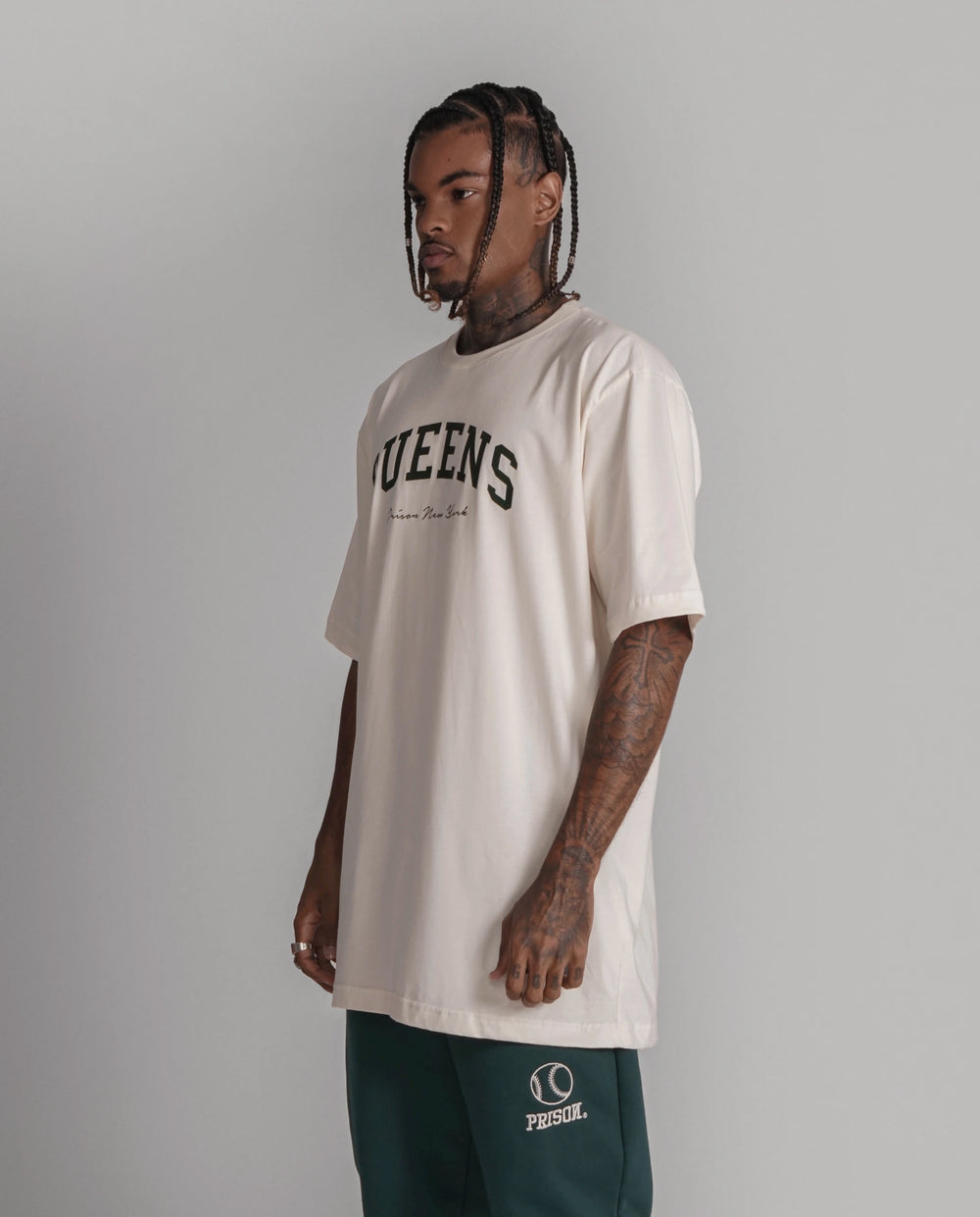 oversized tee Queens Varsity off white