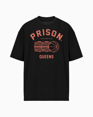Oversized T Shirt Queens Baseball Black