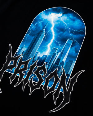 Oversized T Shirt Lightning NYC Skyline Black