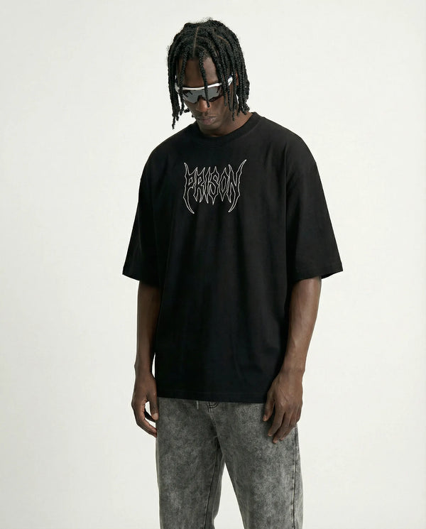 Oversized T Shirt Lightning NYC Skyline Black