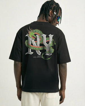 Oversized t shirt dragon NY black