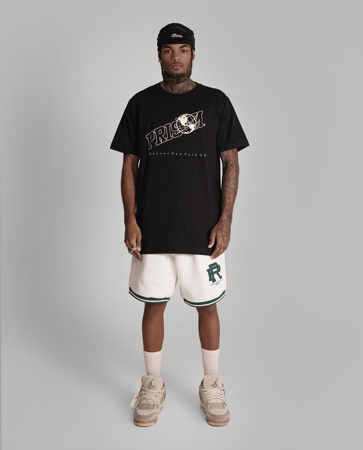 Oversized Graphic T Shirt Prison Globe Logo  Black