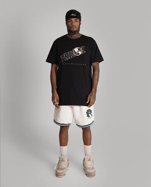 Oversized Graphic T Shirt Prison Globe Logo  Black