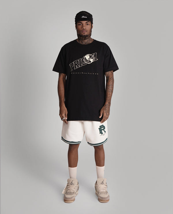 Oversized Graphic T Shirt Prison Globe Logo  Black