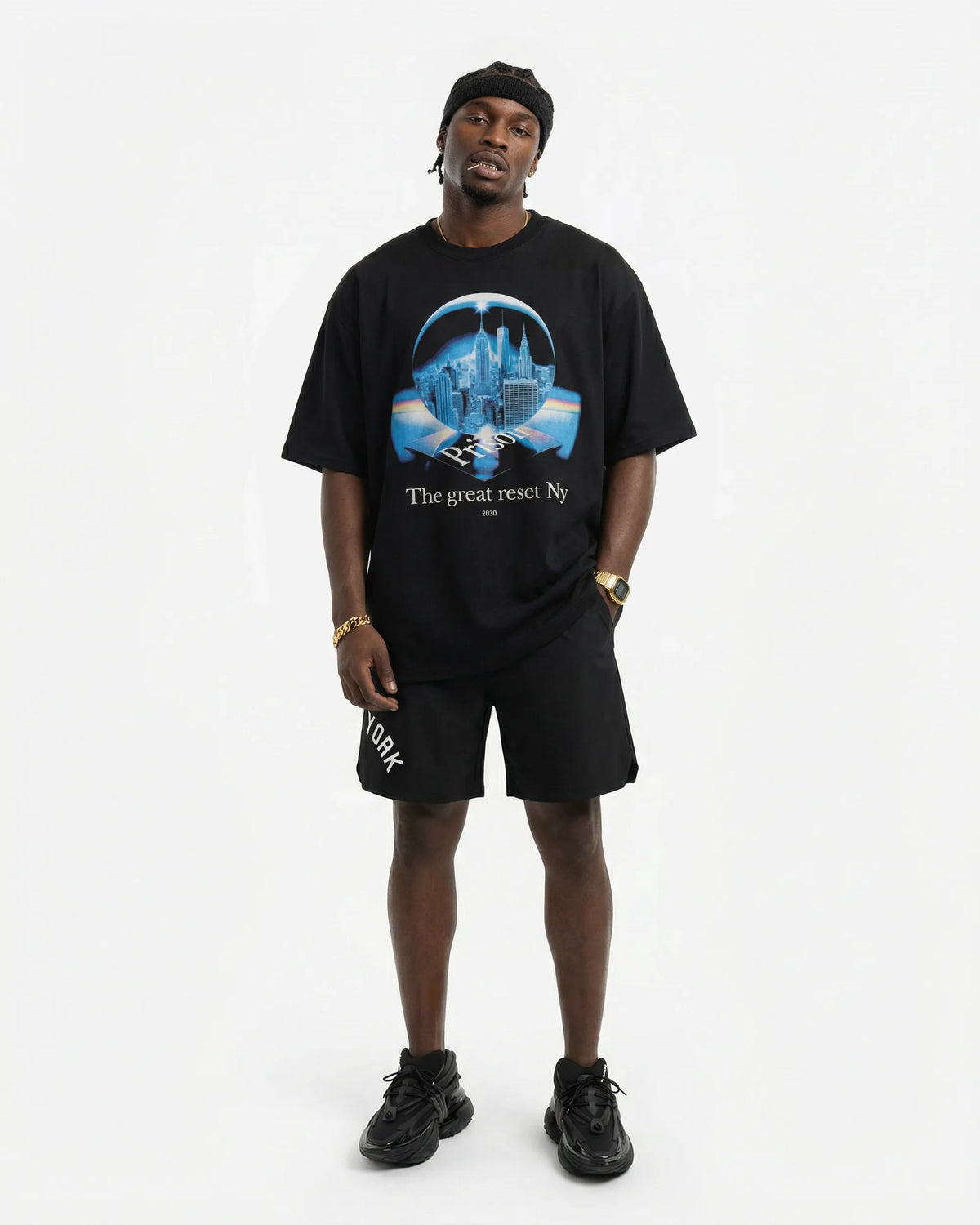 Oversized T Shirt Great Reset NY Black